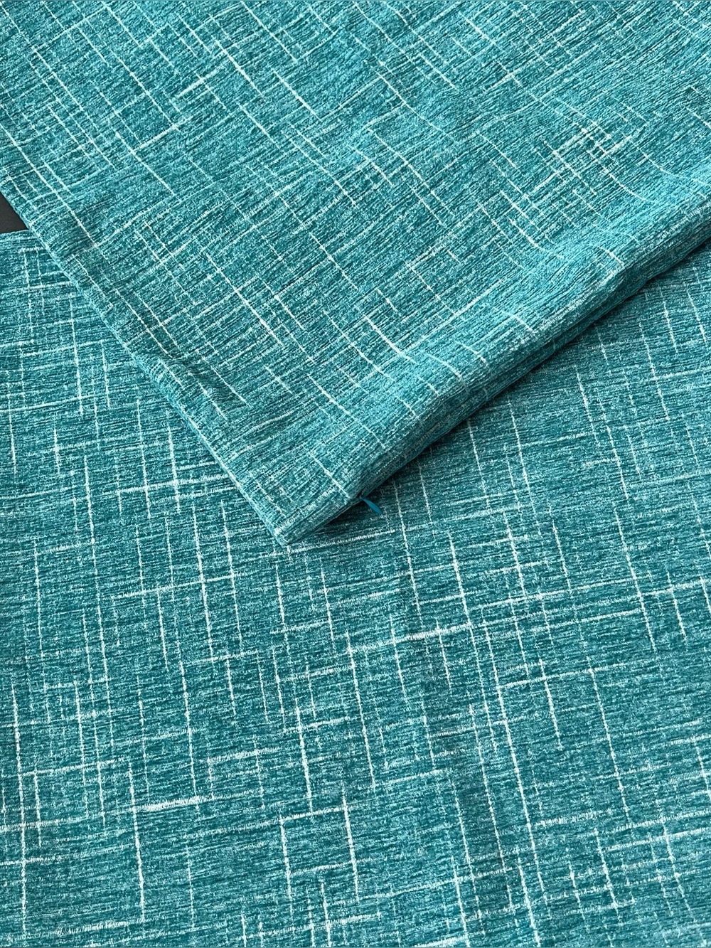 Set Of 2 Teal Blue & White Throw Pillow Covers 17.5" Crosshatch Grid Pattern